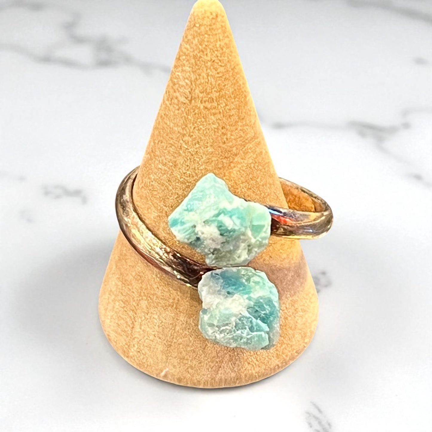 Anillo ajustable, baño de plata con minerales