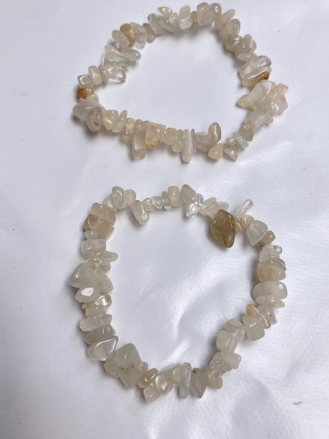 Pulsera chip Piedra Luna (labradorita blanca)