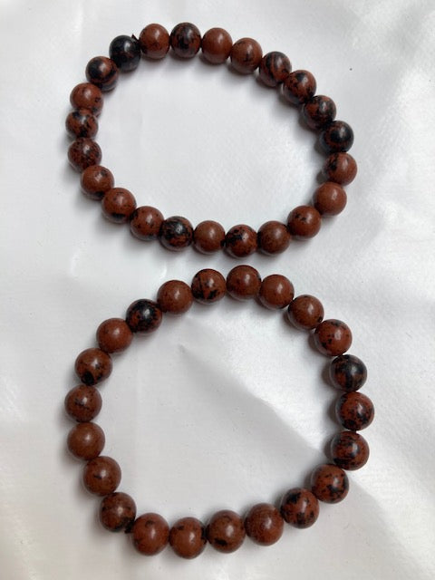 Pulsera bolita obsidiana caoba 8mm