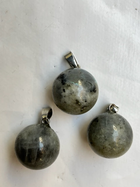 Colgante esfera Labradorita gris