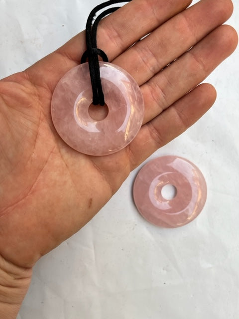 Colgante Donut Cuarzo rosa