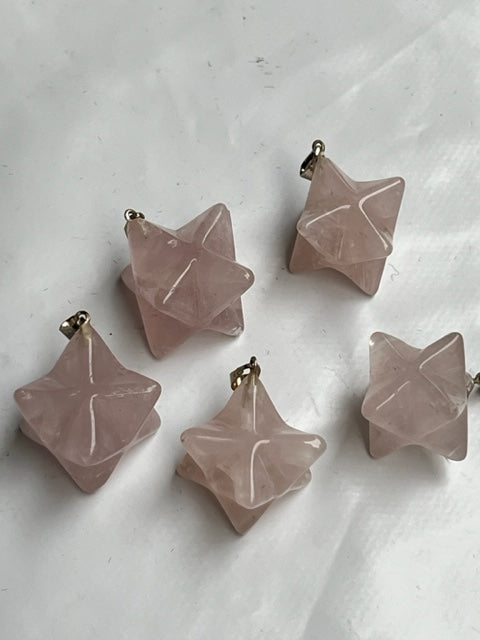 Colgante Merkabá de Cuarzo rosa