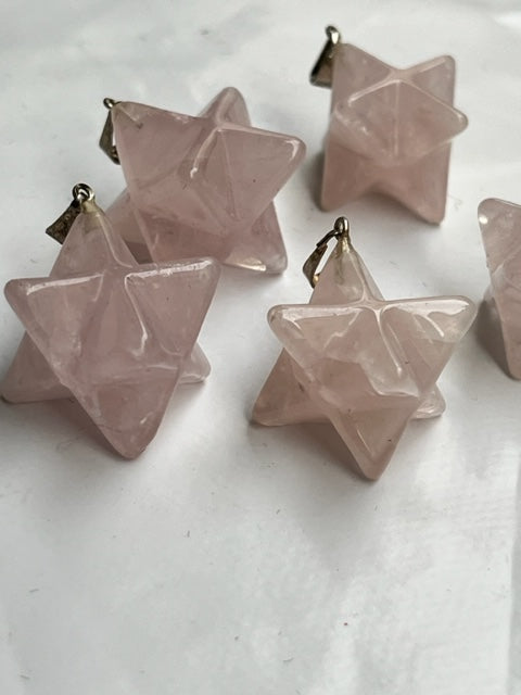 Colgante Merkabá de Cuarzo rosa