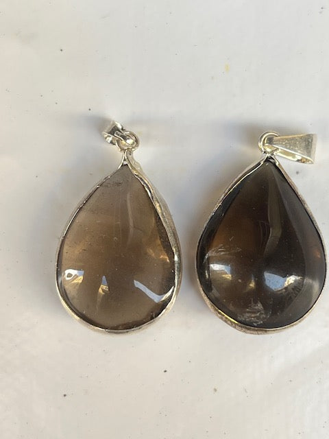 Colgante gota de cuarzo ahumado