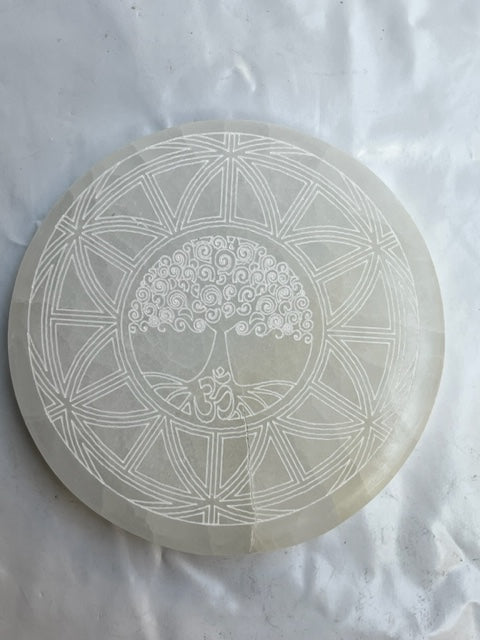 Placa de Selenita 15 cm con grabado Vega Luna Dream Árbol de la vida Vega Luna Dream FORMAS PULIDAS