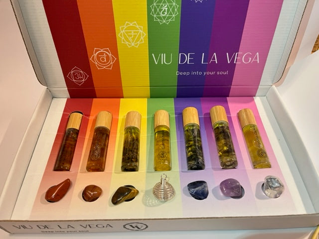 Kit 7 Chakras + minerales y colgante Vega Luna Dream Vega Luna Dream ACEITES RITUALES