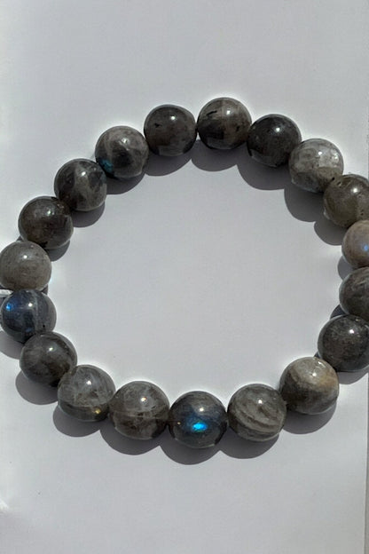 Pulsera bolita Labradorita gris 10 mm