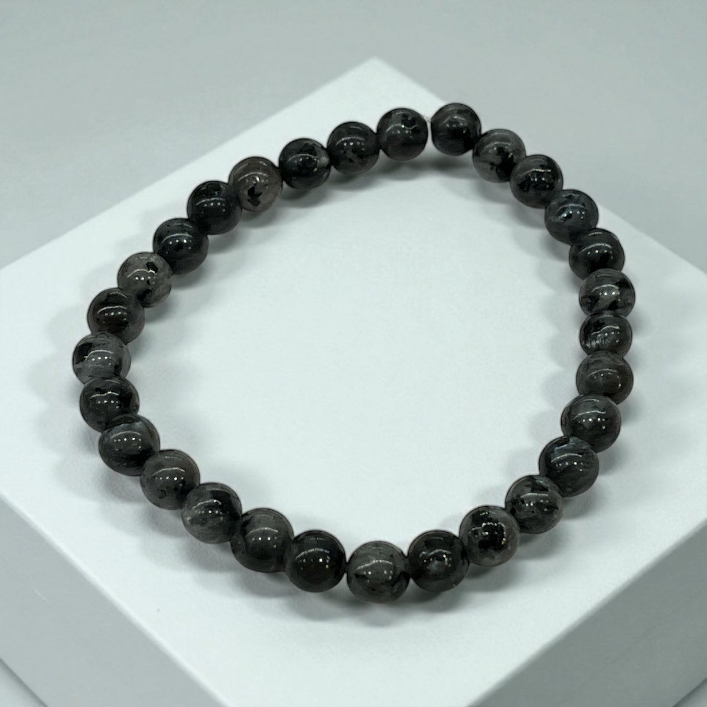 Pulsera bolita de Larvikita 6mm  dones psíquicos (varios modelos)