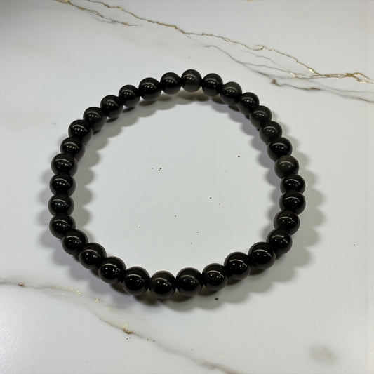 Pulsera bolita de obsidiana arcoíris 6mm