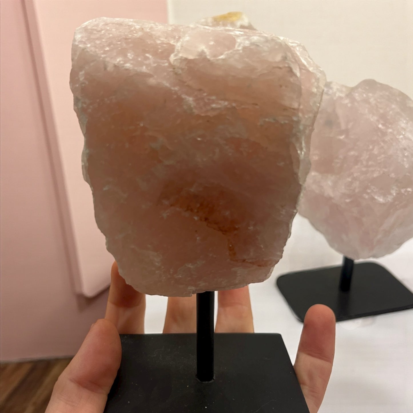 Peana Cuarzo rosa en bruto