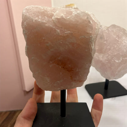Peana Cuarzo rosa en bruto