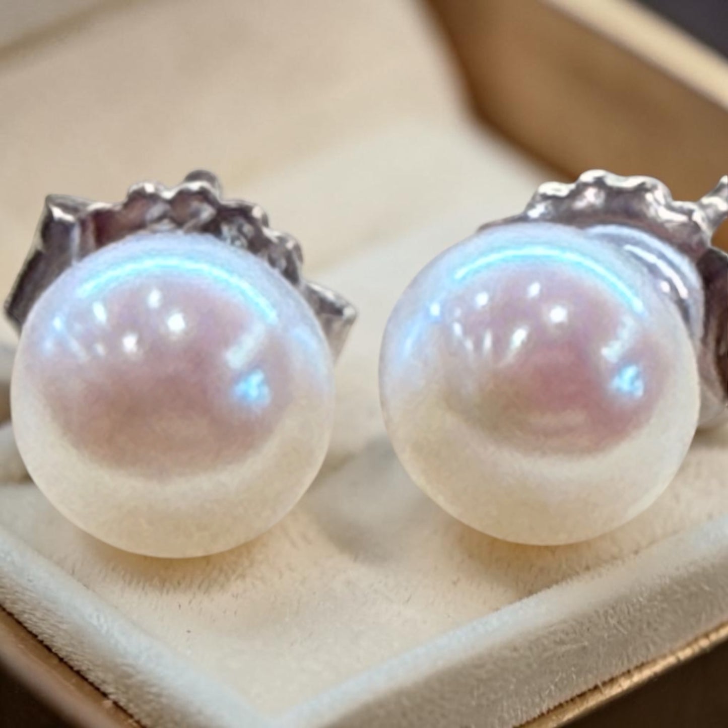 Pendientes de perlas de río naturales cultivadas plata 925 6mm