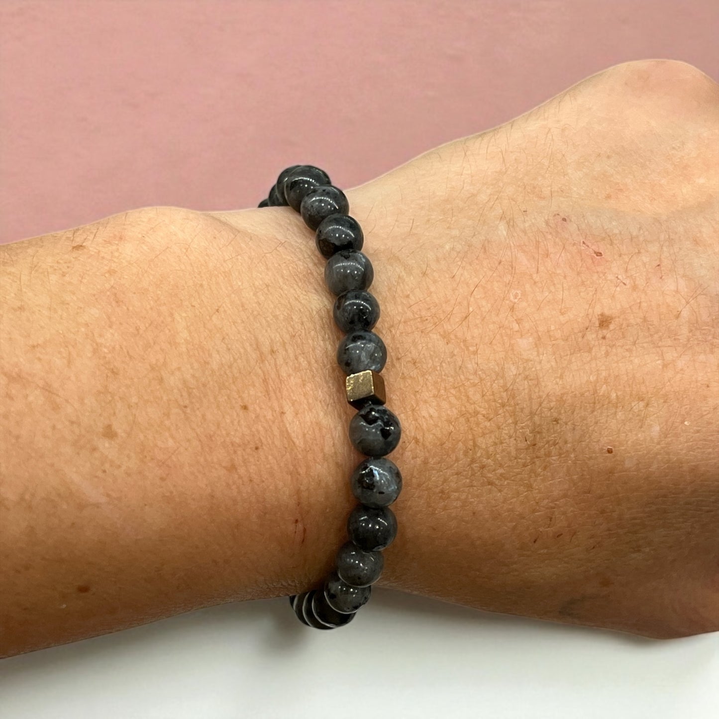 Pulsera bolita de Larvikita 6mm  dones psíquicos (varios modelos)