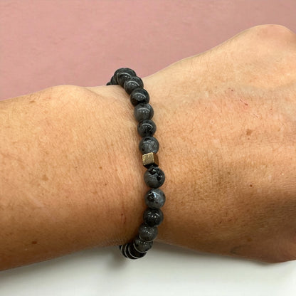 Pulsera bolita de Larvikita 6mm  dones psíquicos (varios modelos)