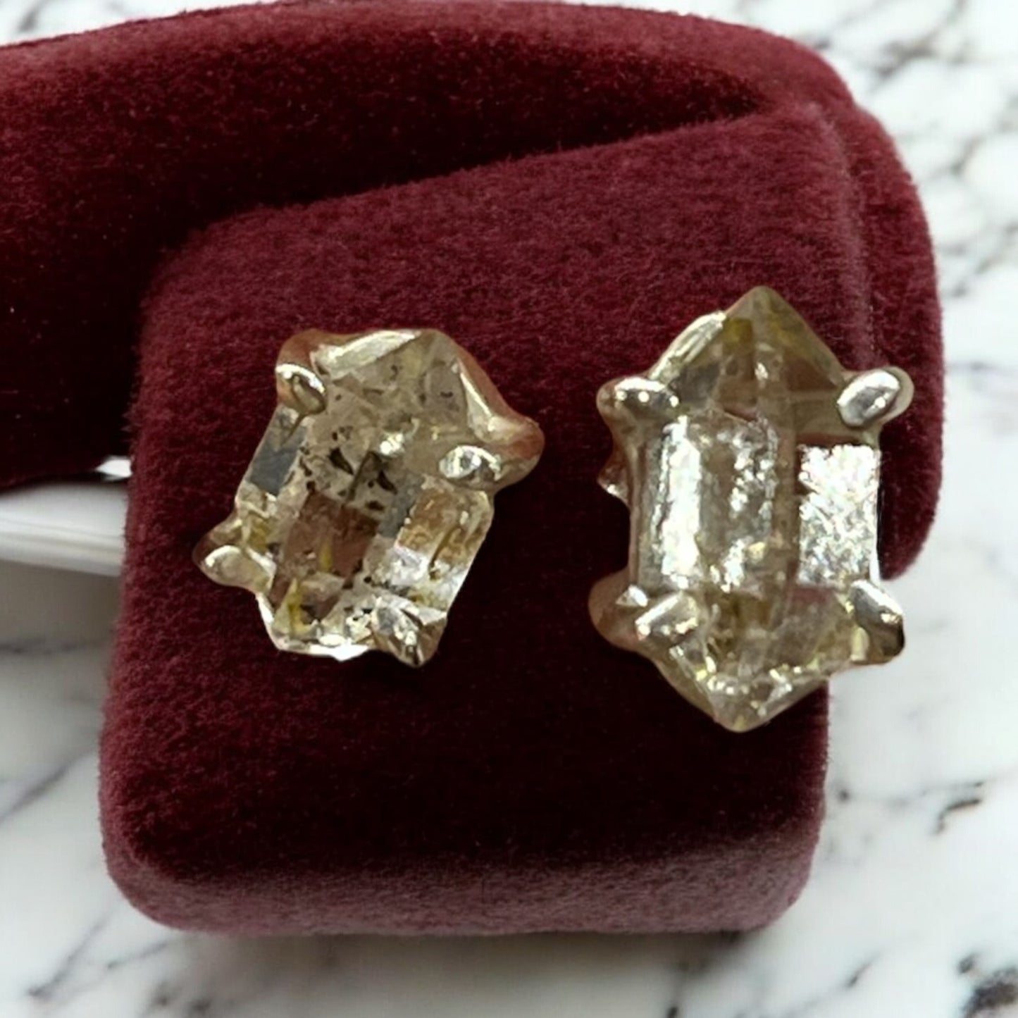 Pendientes  Diamante Hérkimer plata de ley 925