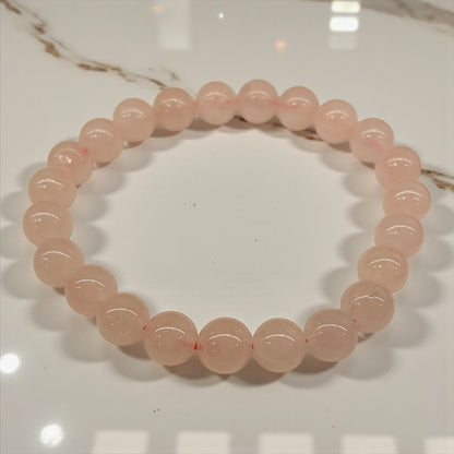 Pulsera bolita cuarzo rosa 8mm