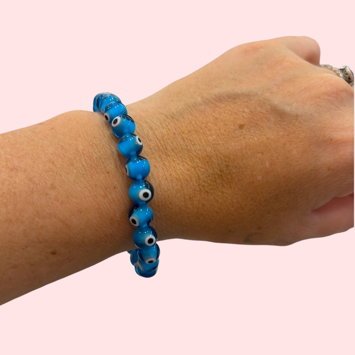 Pulsera  Ojo Turco azul celeste  vidrio