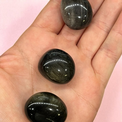 Rodado de obsidiana dorada o plateada protección