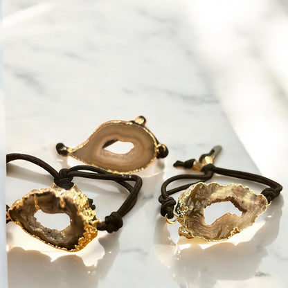 Coletero-pulsera Placa de Ágata  natural pulida