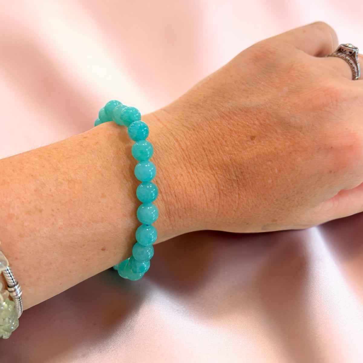 Pulsera amazonita bolita (comunicación y limpieza)