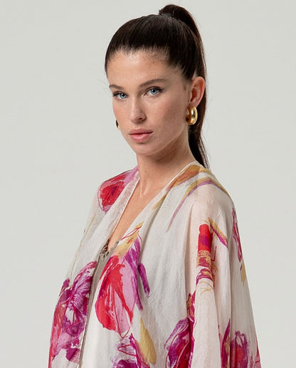 Kaftan abierto estampado BLANCO FLORAL