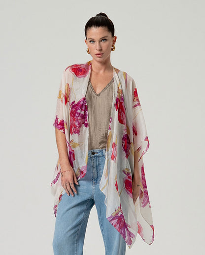 Kaftan abierto estampado BLANCO FLORAL
