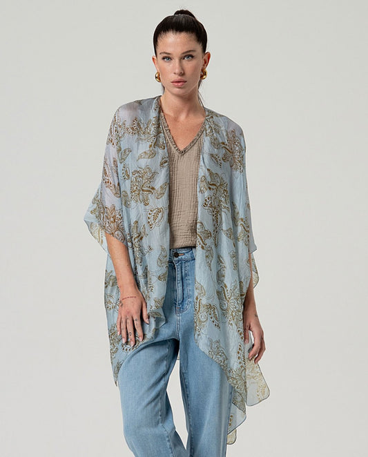 Kaftan abierto estampado AZUL
