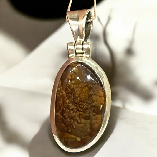 Colgante de Ágata Fuego en Plata de Ley