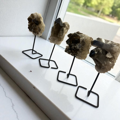 Mini Drusa de Cuarzo ahumado con peana