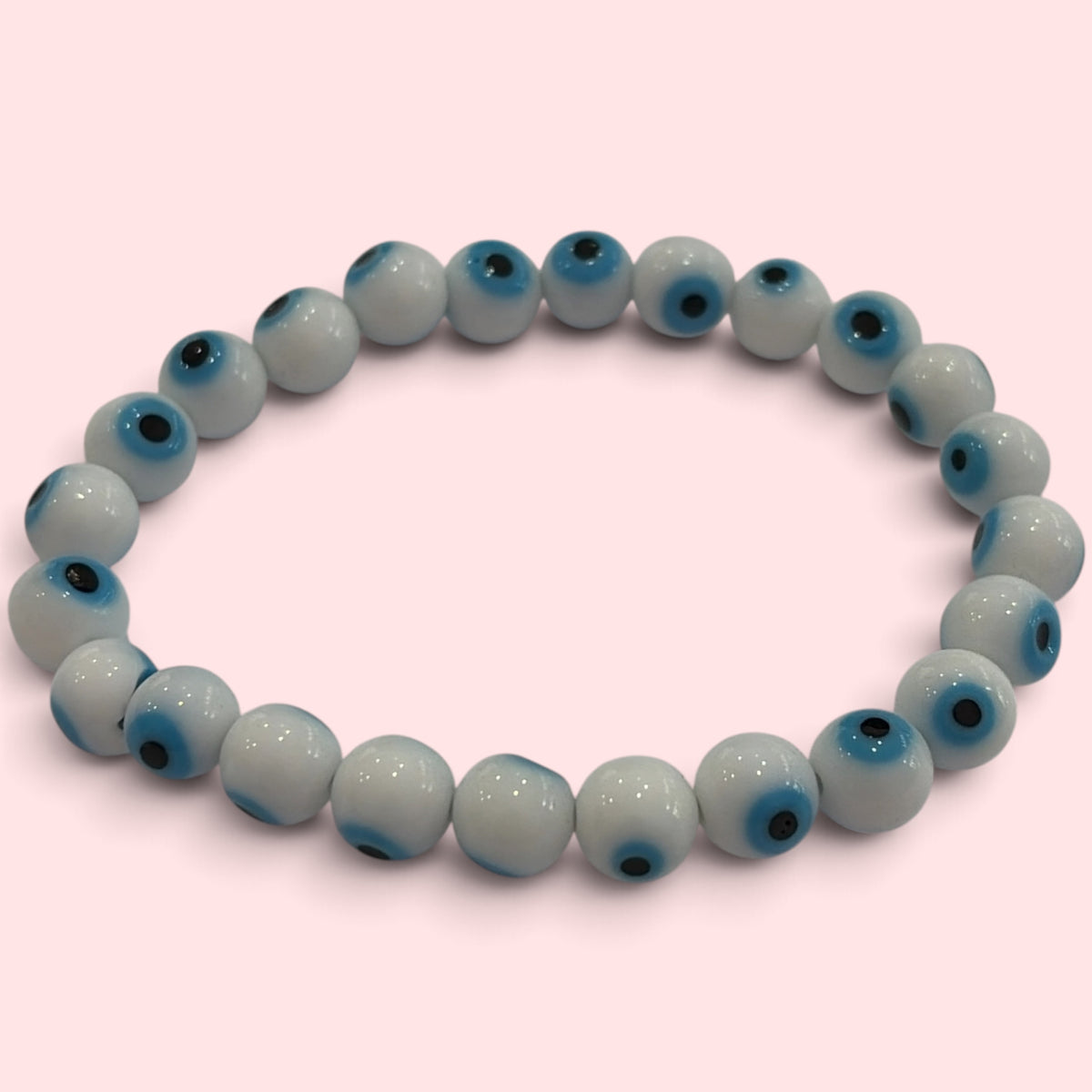 Pulsera  Ojo Turco blanco vidrio 8mm