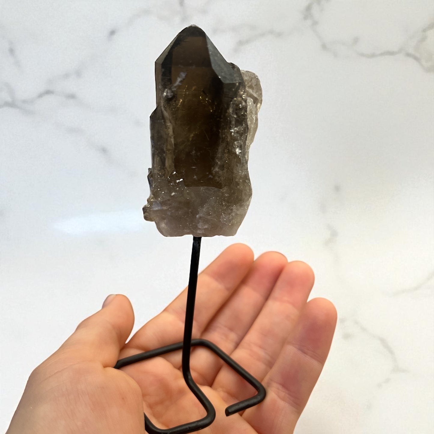 Mini Drusa de Cuarzo ahumado con peana