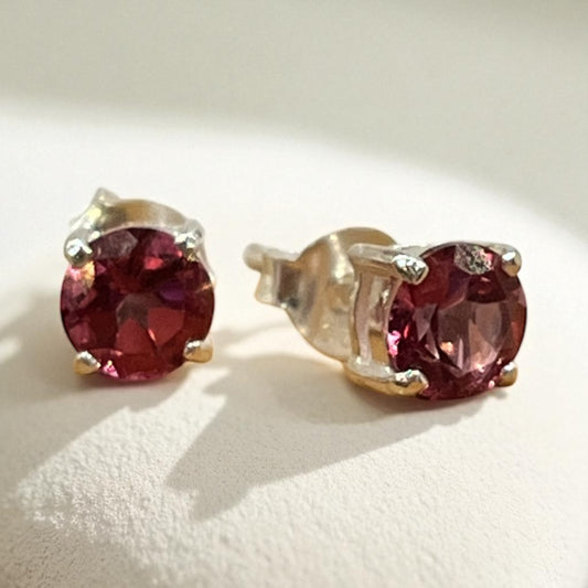 Pendientes de topacio rosa natural en plata de ley 925