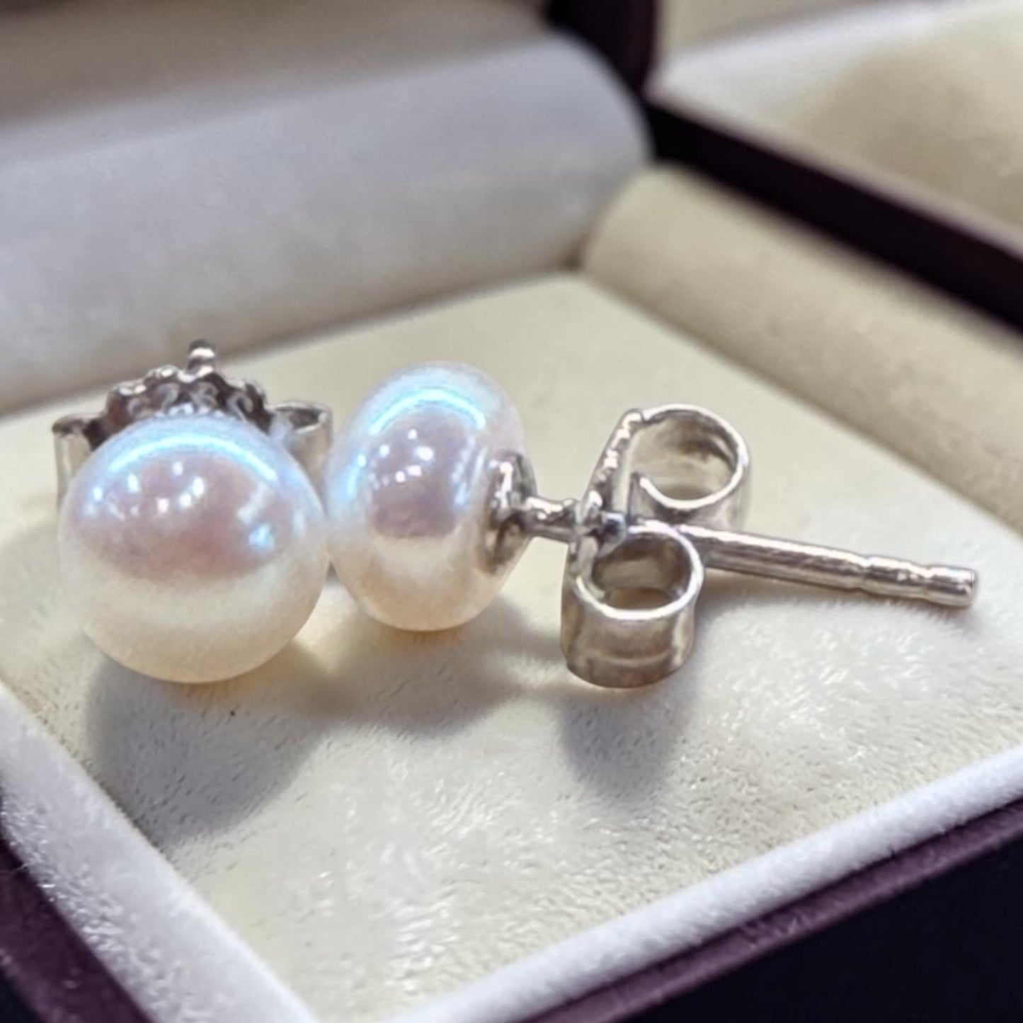 Pendientes de perlas de río naturales cultivadas plata 925 6mm