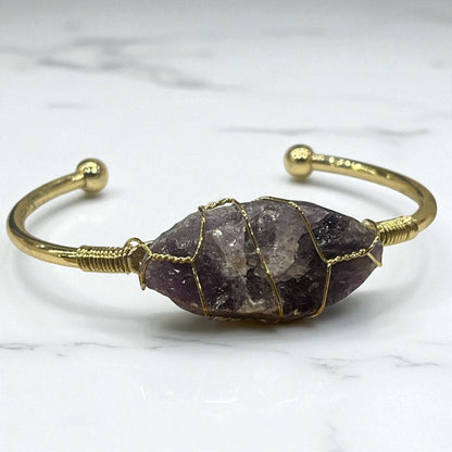 Brazalete De Bronce con minerales ajustable