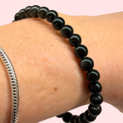 Pulsera bolita de obsidiana arcoíris 6mm