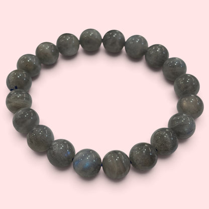Pulsera bolita Labradorita gris 8mm