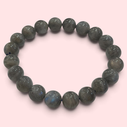 Pulsera bolita Labradorita gris 8mm