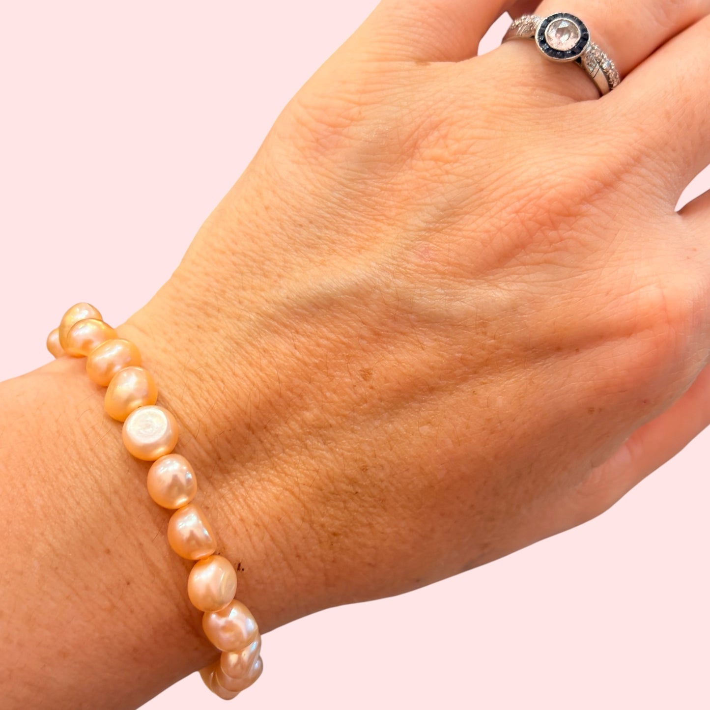 Pulsera de perlas barrocas  de río naturales cultivadas