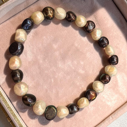 Pulsera de perlas barrocas  de río naturales cultivadas
