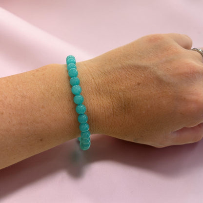 Pulsera amazonita bolita (comunicación y limpieza)