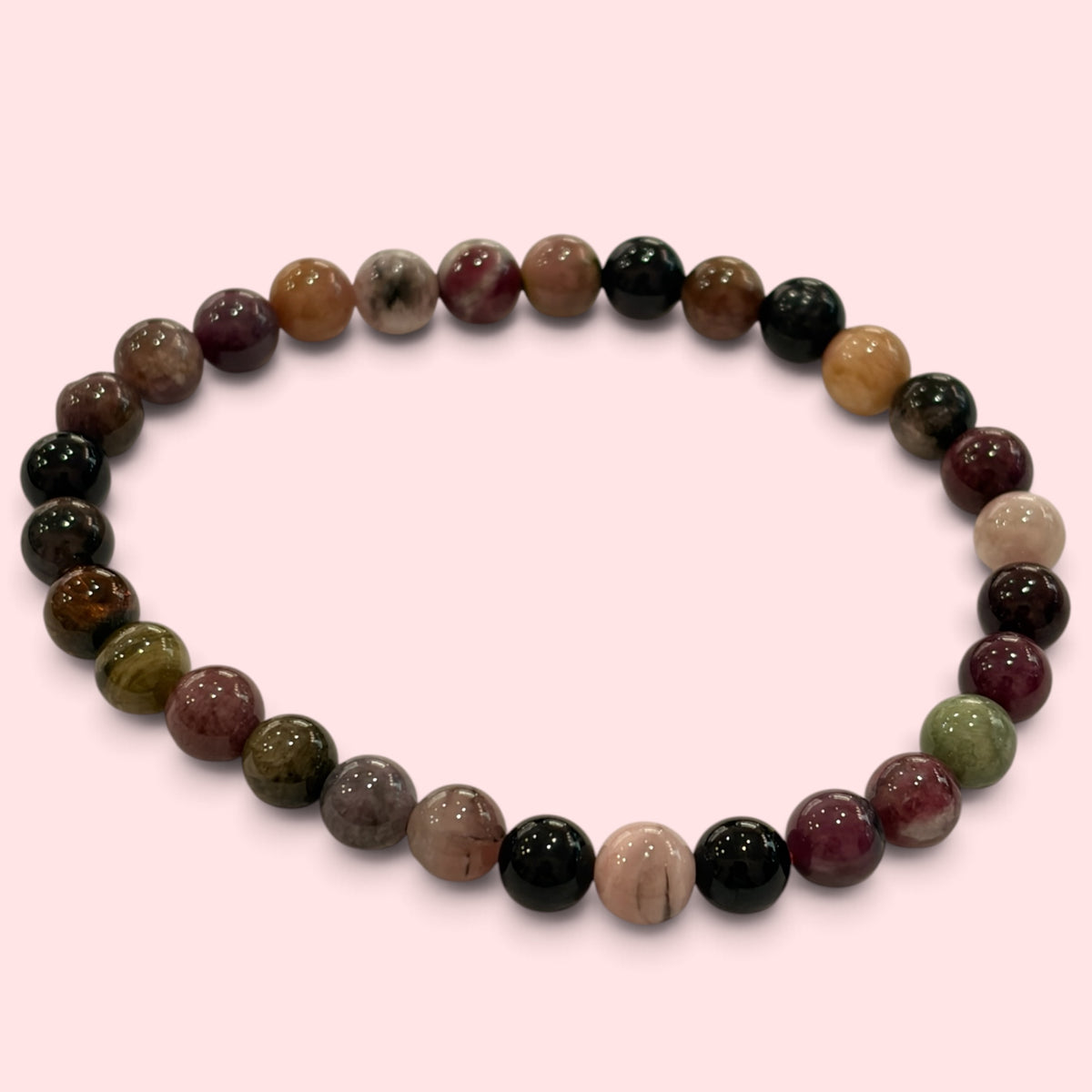 Pulsera bolitas Turmalina multicolor 6mm