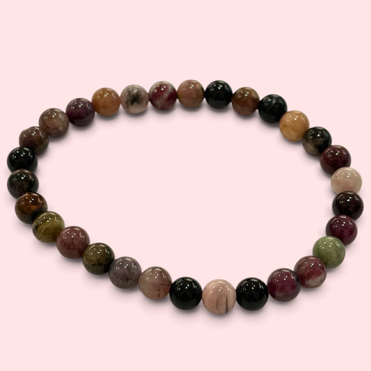 Pulsera bolitas Turmalina multicolor 6mm