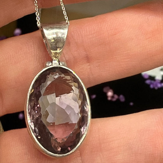 Colgante facetado de Ametrino y plata de ley 925