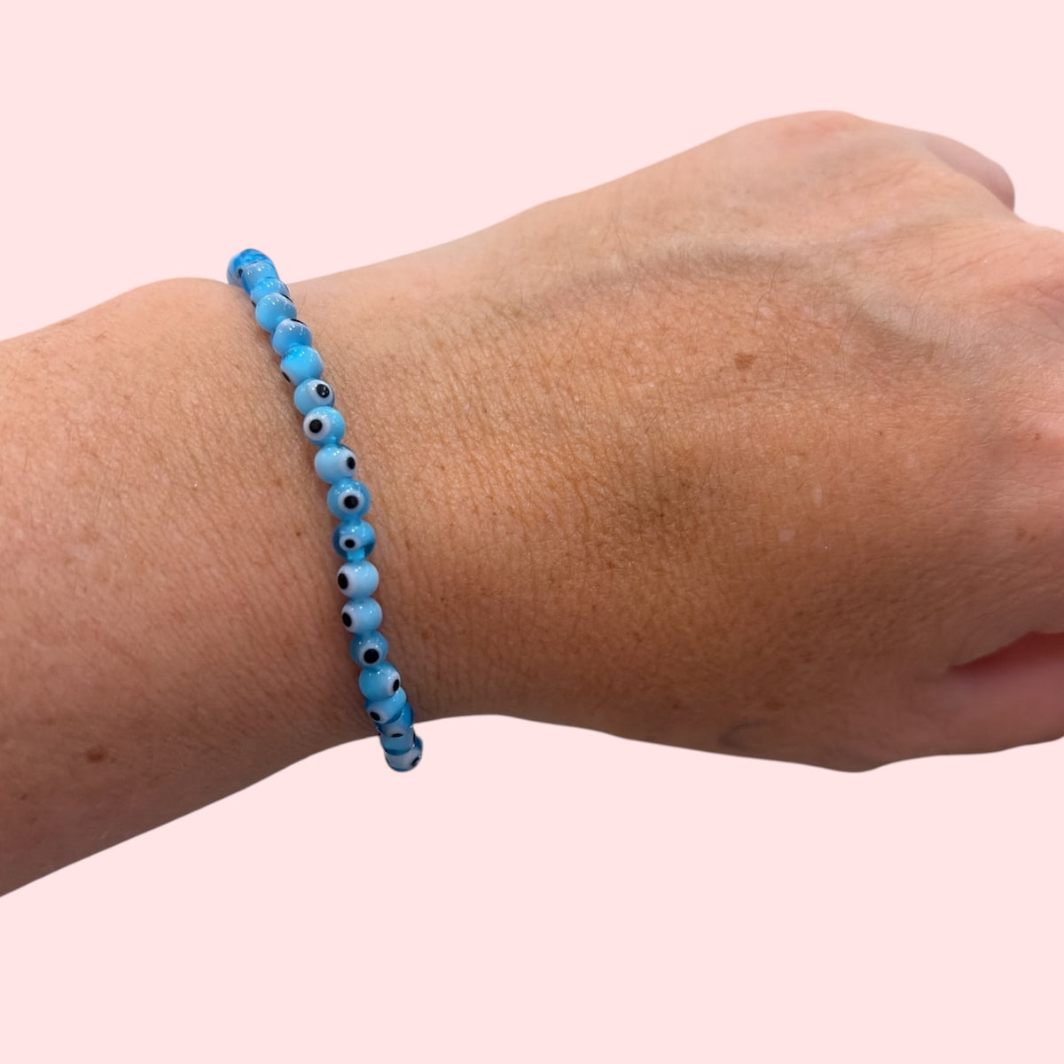 Pulsera  Ojo Turco azul celeste  vidrio