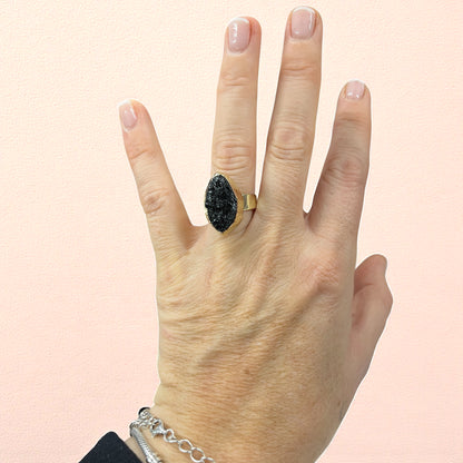 Anillo Turmalina catedral electrolítico dorado ajustable