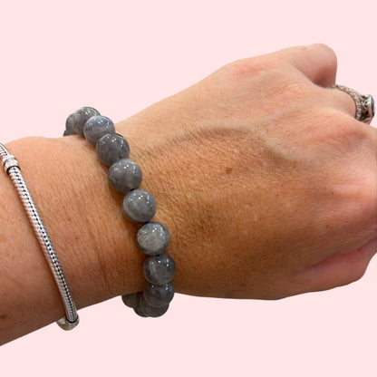 Pulsera bolita Labradorita gris 8mm