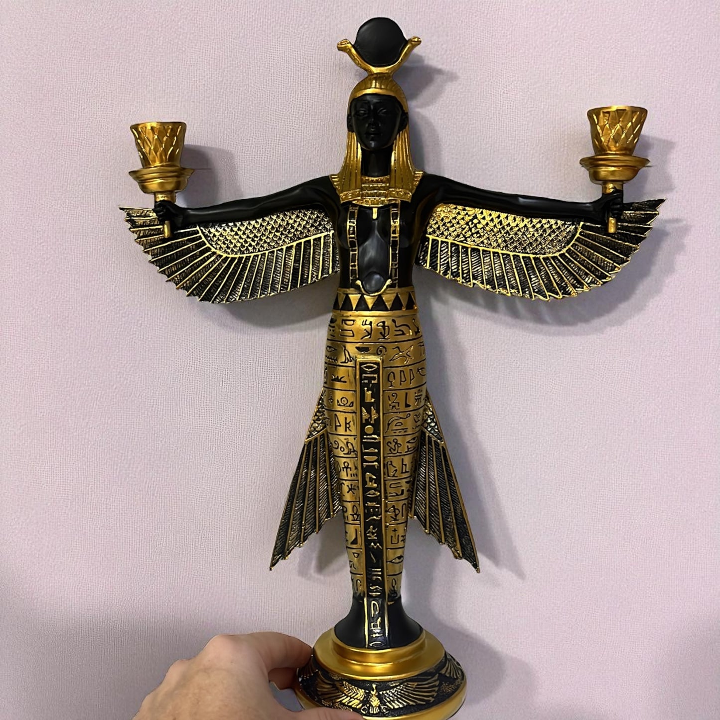 Diosa Isis porta velas 34 cm protección, sabiduría