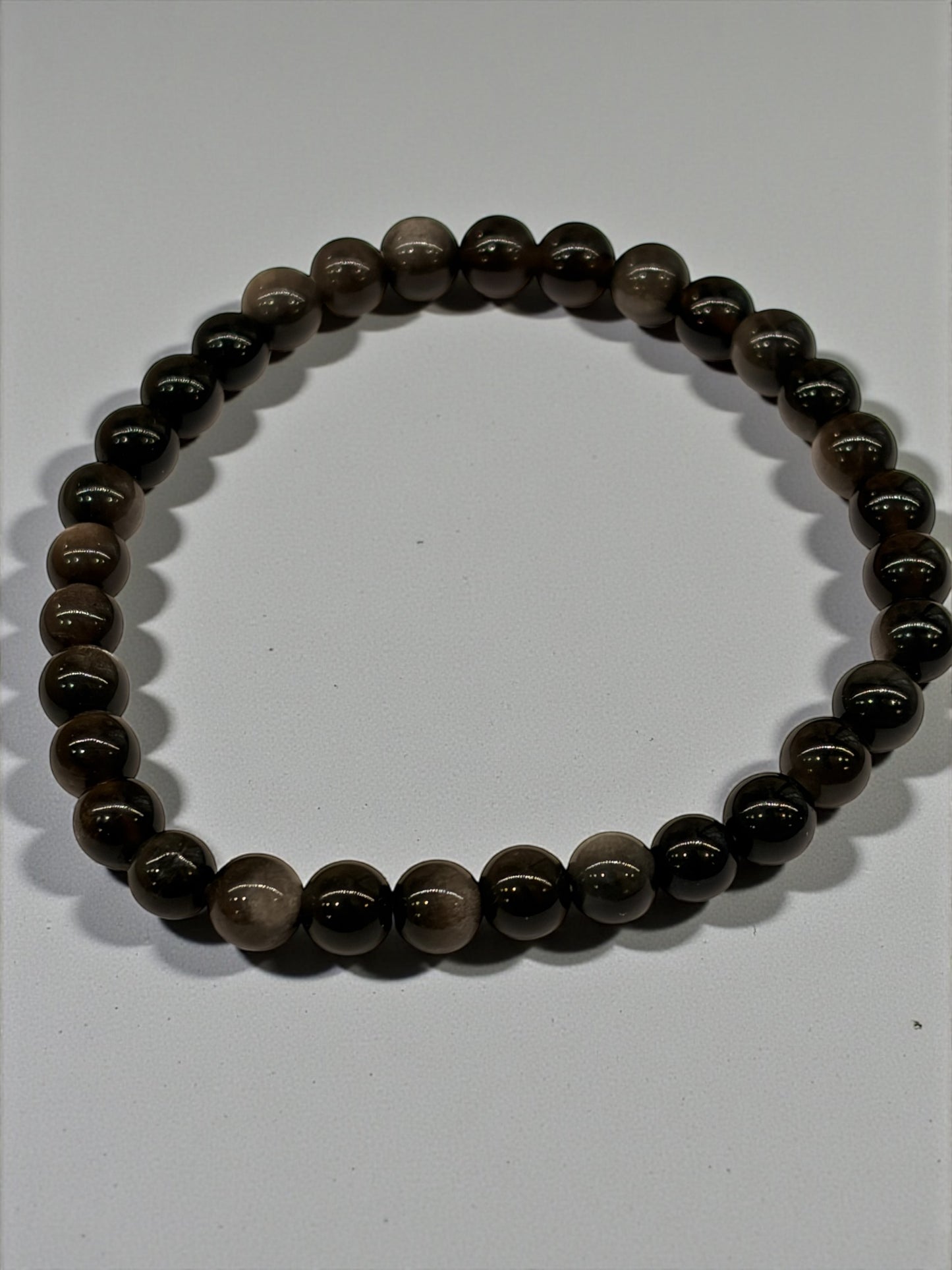 Pulsera bolitas obsidiana plateada 6mm