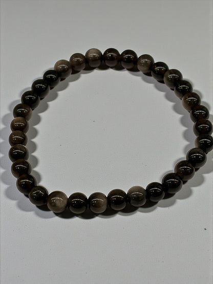 Pulsera bolitas obsidiana plateada 6mm