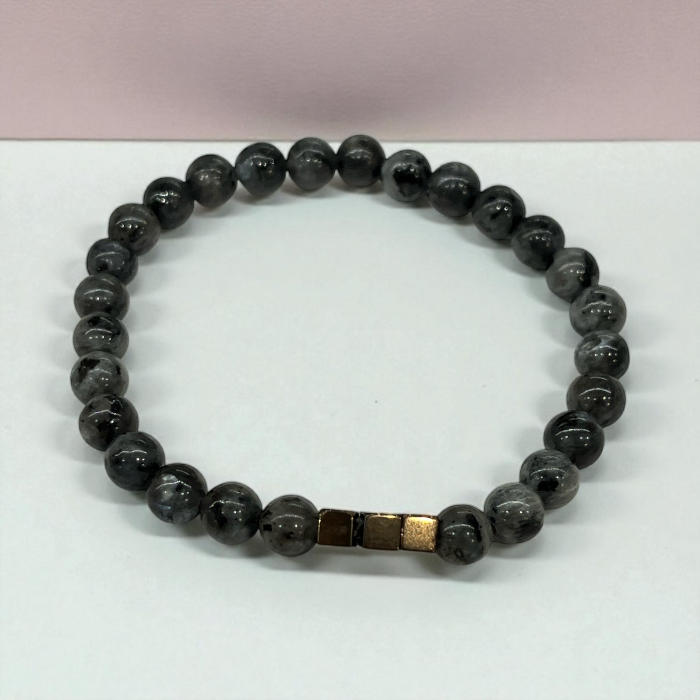 Pulsera bolita de Larvikita 6mm  dones psíquicos (varios modelos)